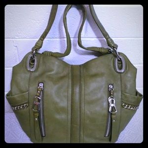 B.Makowsky Olive Leather Shoulder Hobo bag